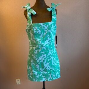 Trixxi Mint Green Floral Mini Dress